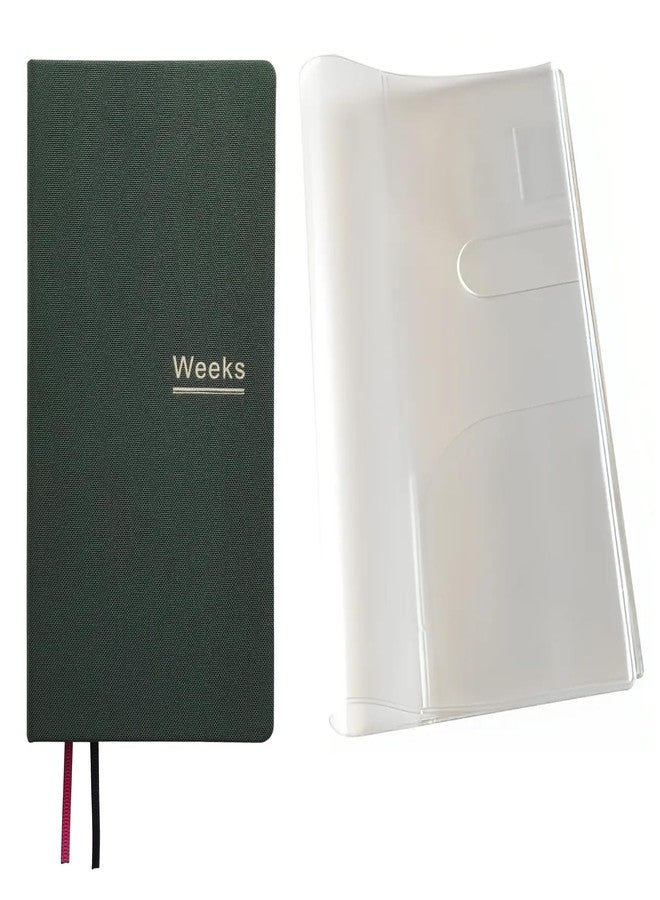 receip Undated Weekly Planner Notebook Pocket Organizer Appointment Book Journal Notebook A6 Week Plan Notepad (Dark green with cover) - Image 1