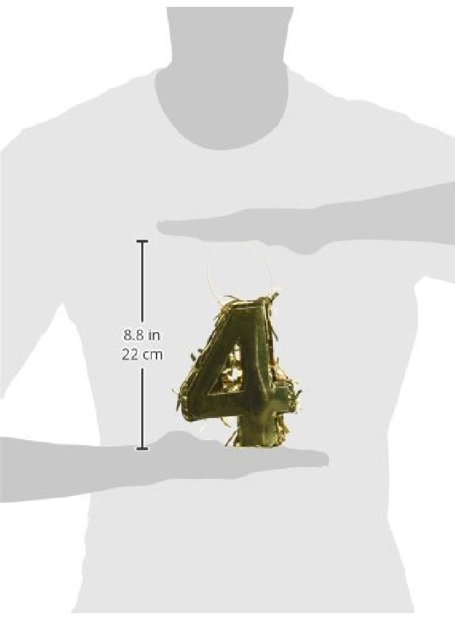Amscan 242095 Metallic Foil Mini Pinata | Number 4" | Gold | Party Decoration - Image 2