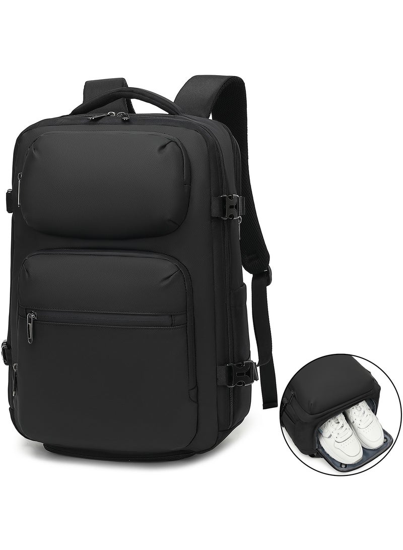 Qiccijoo Carry On Backpack 40L Flight Approved Personal Item Travel Backpack for Men Women 17 Inch Waterproof Laptop Backpack Large Luggage Business School Weekender Overnight Backpack with Shoe Bag - Image 1