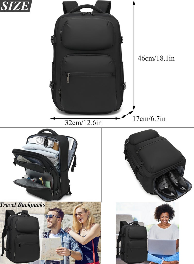 Qiccijoo Carry On Backpack 40L Flight Approved Personal Item Travel Backpack for Men Women 17 Inch Waterproof Laptop Backpack Large Luggage Business School Weekender Overnight Backpack with Shoe Bag - Image 2