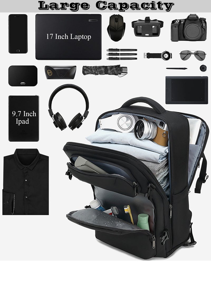 Qiccijoo Carry On Backpack 40L Flight Approved Personal Item Travel Backpack for Men Women 17 Inch Waterproof Laptop Backpack Large Luggage Business School Weekender Overnight Backpack with Shoe Bag - Image 4