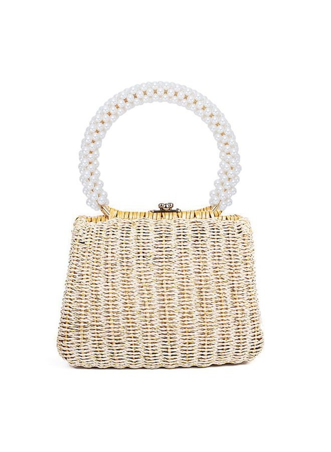 FREEBLOSS 4pcs Pearl Decor Purse Handles Imitation Pearl Beaded Handbag Handle 2 Colors Round Shape Metal Bag Handles Replacement for Crochet Bags Purses Supplies - Image 4