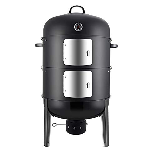 Realcook Charcoal BBQ Smoker Grill - 20 Inch Vertical Smoker for Outdoor Cooking Grilling - Image 1