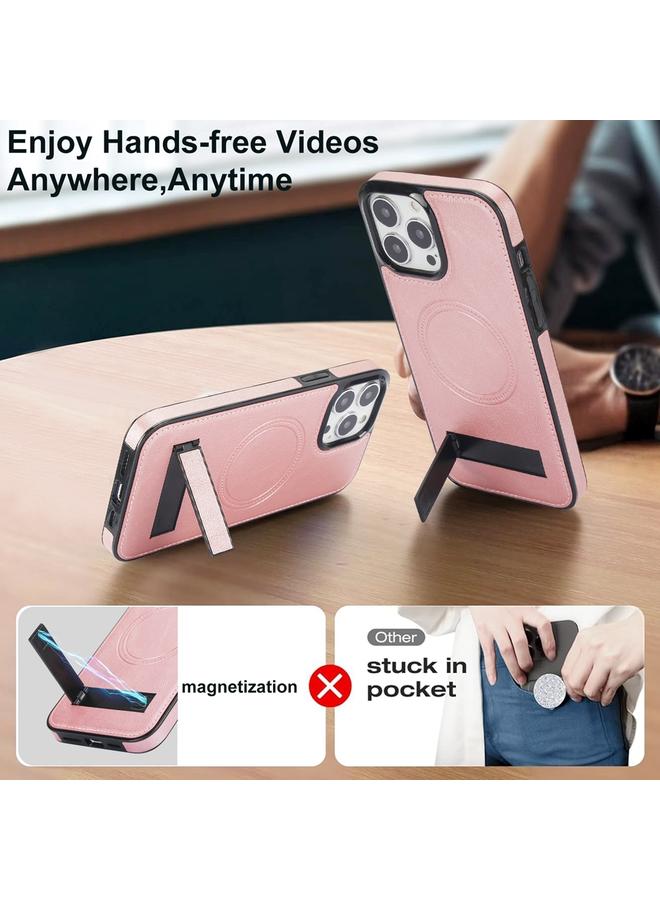 زبون جراب هاتف iPhone 13 Pro Max من الجلد بتصميم كلاسيكي مع حامل غير مرئي من MagSafe - Image 3