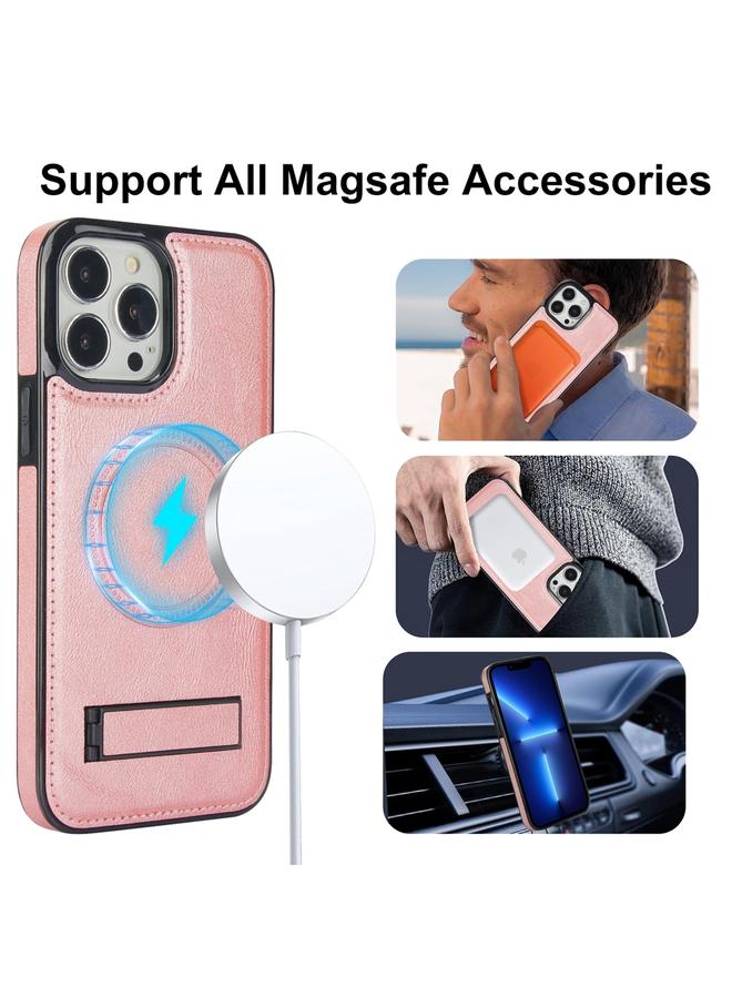 زبون جراب هاتف iPhone 13 Pro Max من الجلد بتصميم كلاسيكي مع حامل غير مرئي من MagSafe - Image 2