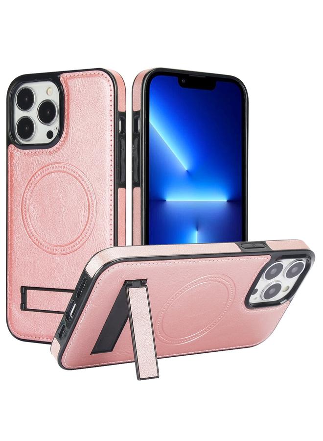 زبون جراب هاتف iPhone 13 Pro Max من الجلد بتصميم كلاسيكي مع حامل غير مرئي من MagSafe - Image 1