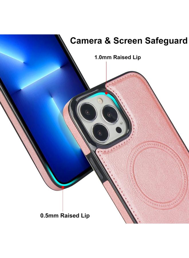 زبون جراب هاتف iPhone 13 Pro Max من الجلد بتصميم كلاسيكي مع حامل غير مرئي من MagSafe - Image 4