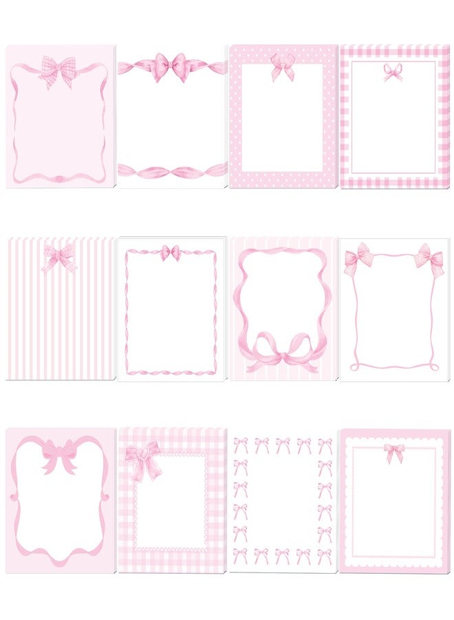 MOZUI 240 Sheets Cute Pink Bow Sticky Notes Set – 12 Adorable Bow Designs, 20 Sheets per Pad – Perfect for Home, Office, Classroom Reminders & Creative Notes – Make Every Note a Little Sparkle! - Image 1
