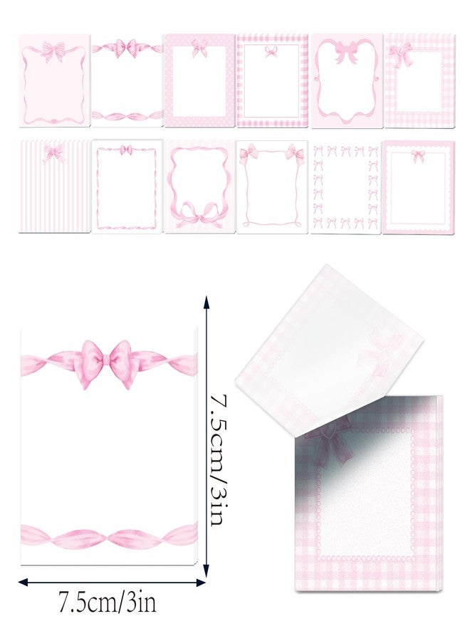 MOZUI 240 Sheets Cute Pink Bow Sticky Notes Set – 12 Adorable Bow Designs, 20 Sheets per Pad – Perfect for Home, Office, Classroom Reminders & Creative Notes – Make Every Note a Little Sparkle! - Image 2