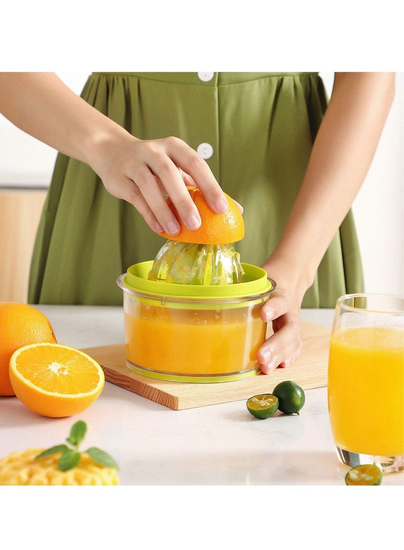 SYOSI Citrus Orange Juicer, Lemon Manual Hand Squeezer with Built-in 16OZ Measuring Cup Grater，Multi-function Manual Juicer with Multi-size Reamers and Non-Slip Base, Ginger Garlic Cheese Grater - Image 2
