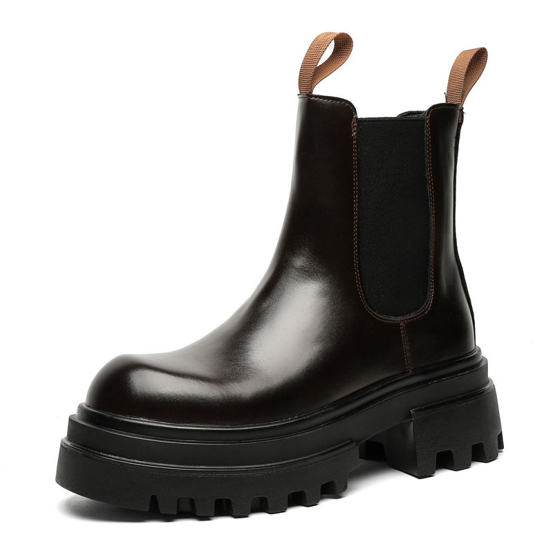 2024 Spring Thick Sole Height Increasing Workwear Boots British Short Boots Fashion Korean Style Smoke Boots Fashion Martin Boots - Image 1