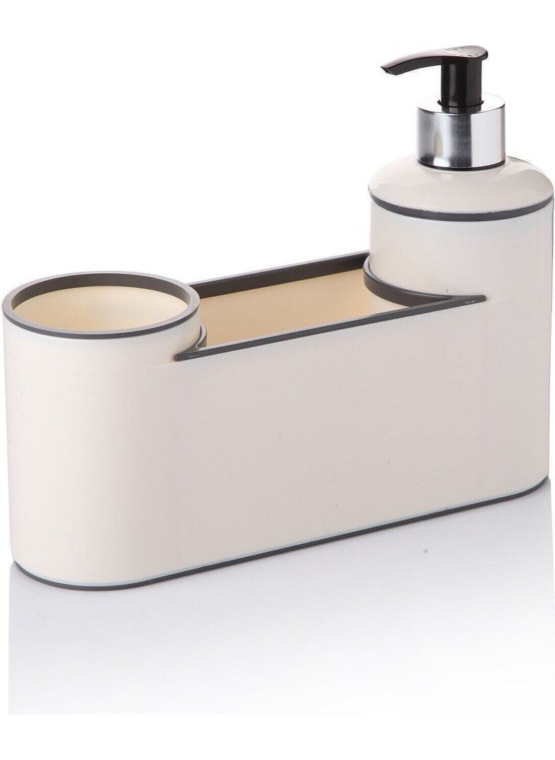 Sun Plastik Acrylic Luxury Liquid Soap Dispenser, Brush Holder and Sponge Holder Set 