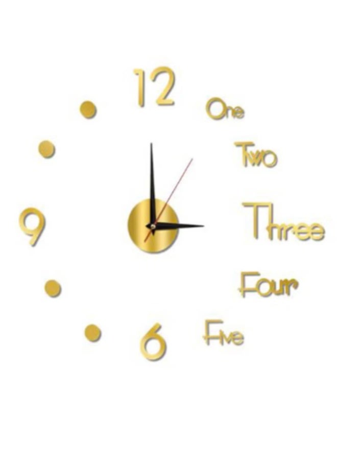 ارواق ساعة حائط ذهبية مضيئة DIY ثلاثية الأبعاد مع ملصقات مرآة أكريليك كبيرة، حركة كوارتز – ديكور عصري للمنزل