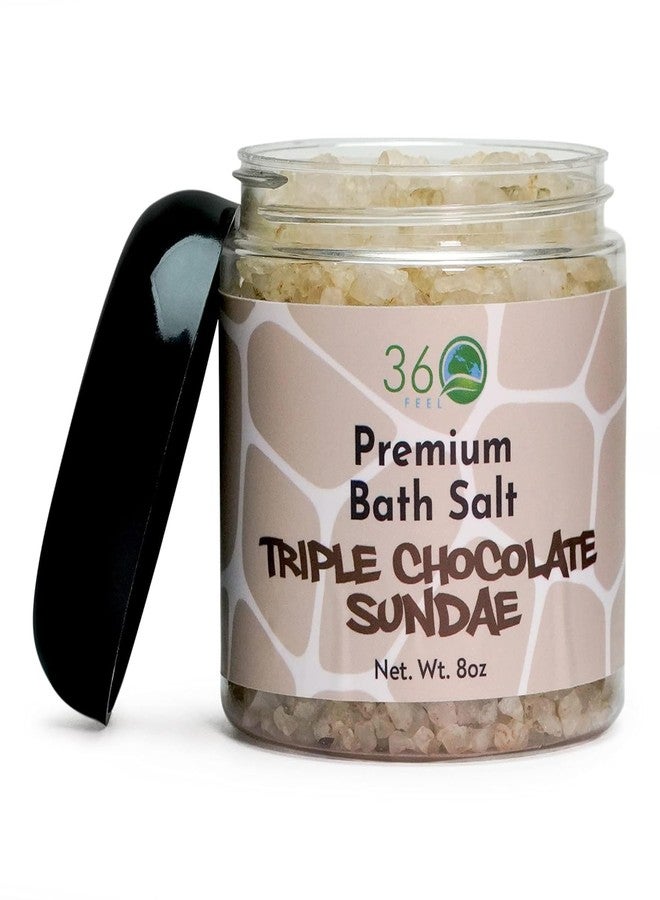 360Feel Triple Chocolate Sundae Vegan Bath Salt - Cruelty-free Exfoliator for Face, Body & Skin - Great Detox for Sensitive Skin - Nourishing Moisturizing Bath Soak - 8 Oz Jar - Image 1