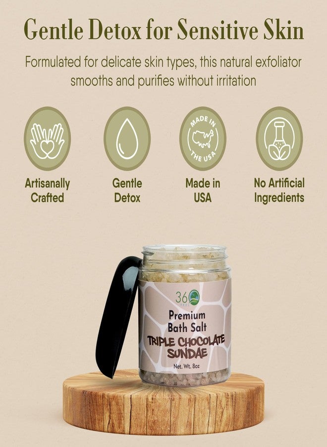 360Feel Triple Chocolate Sundae Vegan Bath Salt - Cruelty-free Exfoliator for Face, Body & Skin - Great Detox for Sensitive Skin - Nourishing Moisturizing Bath Soak - 8 Oz Jar - Image 3