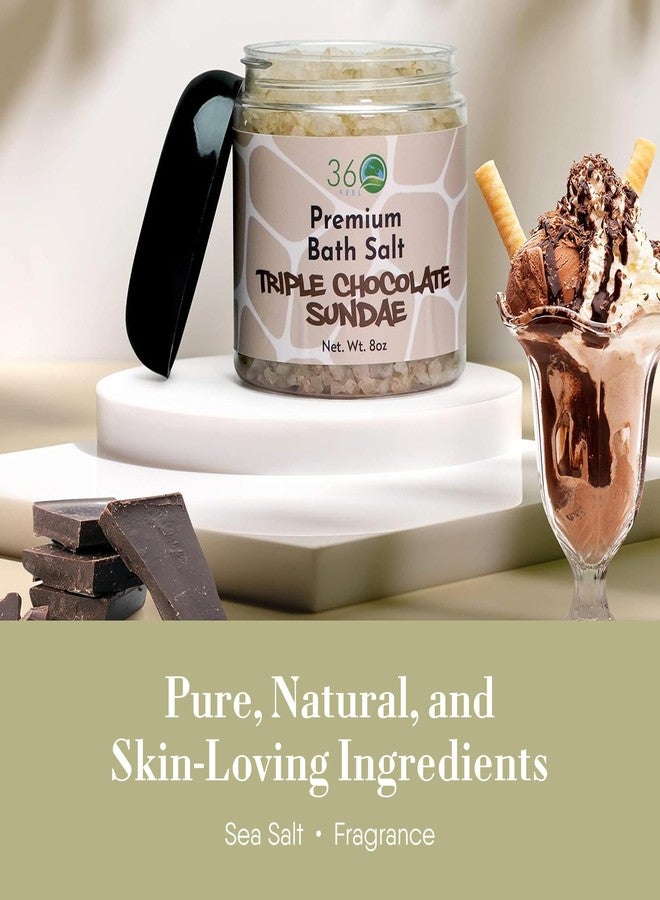 360Feel Triple Chocolate Sundae Vegan Bath Salt - Cruelty-free Exfoliator for Face, Body & Skin - Great Detox for Sensitive Skin - Nourishing Moisturizing Bath Soak - 8 Oz Jar - Image 4