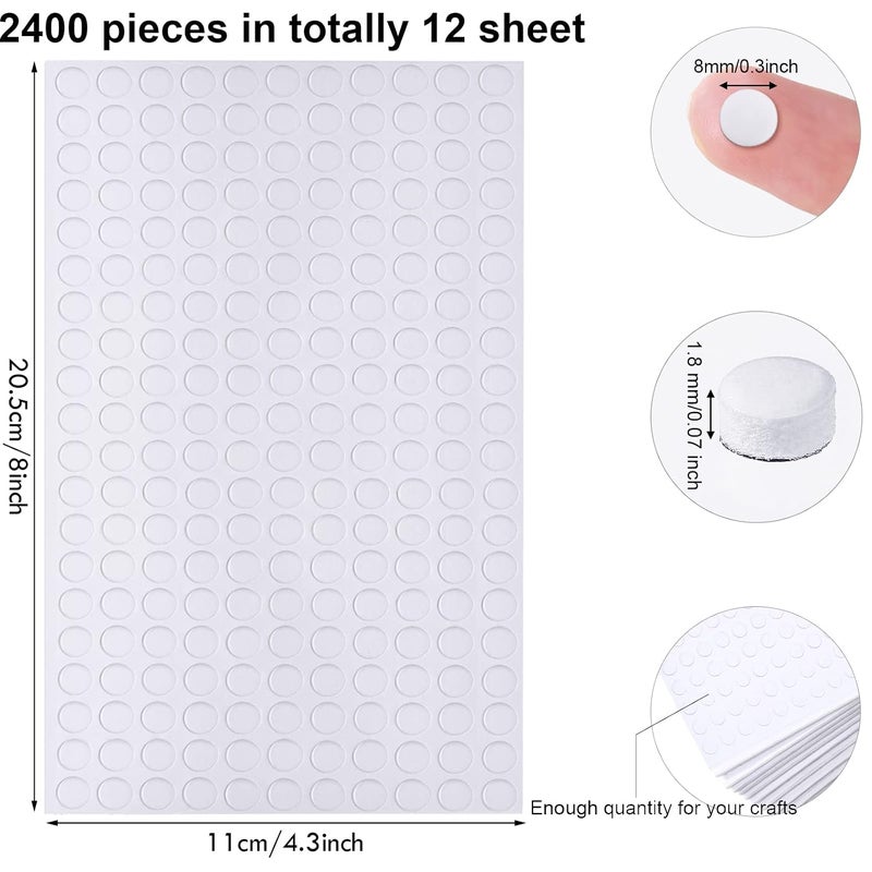 Outus 2400 Pieces Foam Dots Dual-Adhesive 3D Foam Tapes Foam Pop Dots Adhesive Mount for Craft DIY Art or Office Supplies, 12 Sheets, Round (0.31 Inch) - Image 2