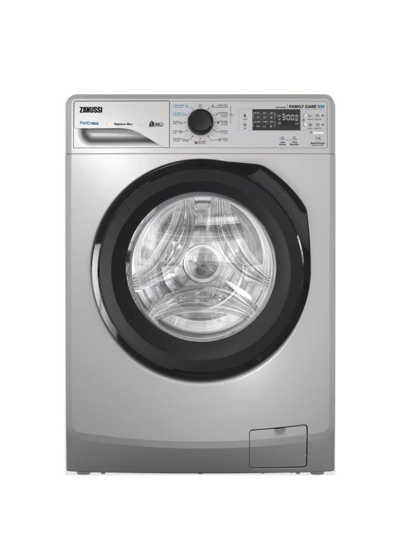 ZANUSSI Zanussi Automatic Washing Machine, Digital Multi Program, TC4, 7 KG, 1200 RPM, Silver, Motor Universal, Black Door - ZWF7240SB5 