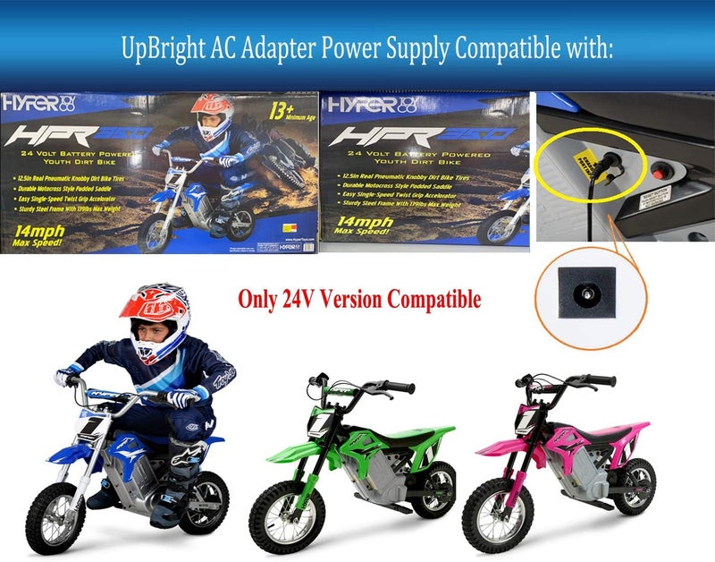 UPBRIGHT 24V AC/DC Adapter Compatible with Hyper HPR350 24 Volt Battery Powered Youth Dirt Bike Ride On Toy Vehicle Electric Motorcycle HPR 350 HYP-350-1000 Rechargeable Power Supply Charger (Barrel) - Image 3