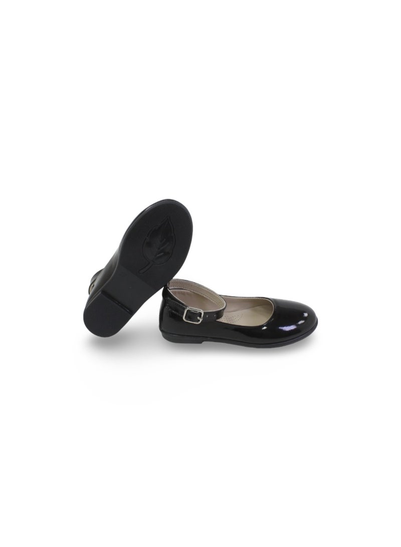 EASY Girls Leather Ballerina – Matte Black - Image 2