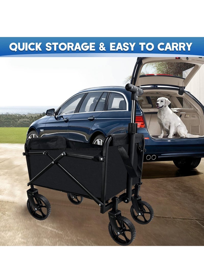 general Heavy-Duty Foldable Cart Camping Vehicle with 360° Rotating Wheels - Multi-Functional Outdoor Cart for Camping, Shopping & Beach - Durable Steel Frame & 600D Oxford Fabric - Easy Fold & Portable Design - Image 3