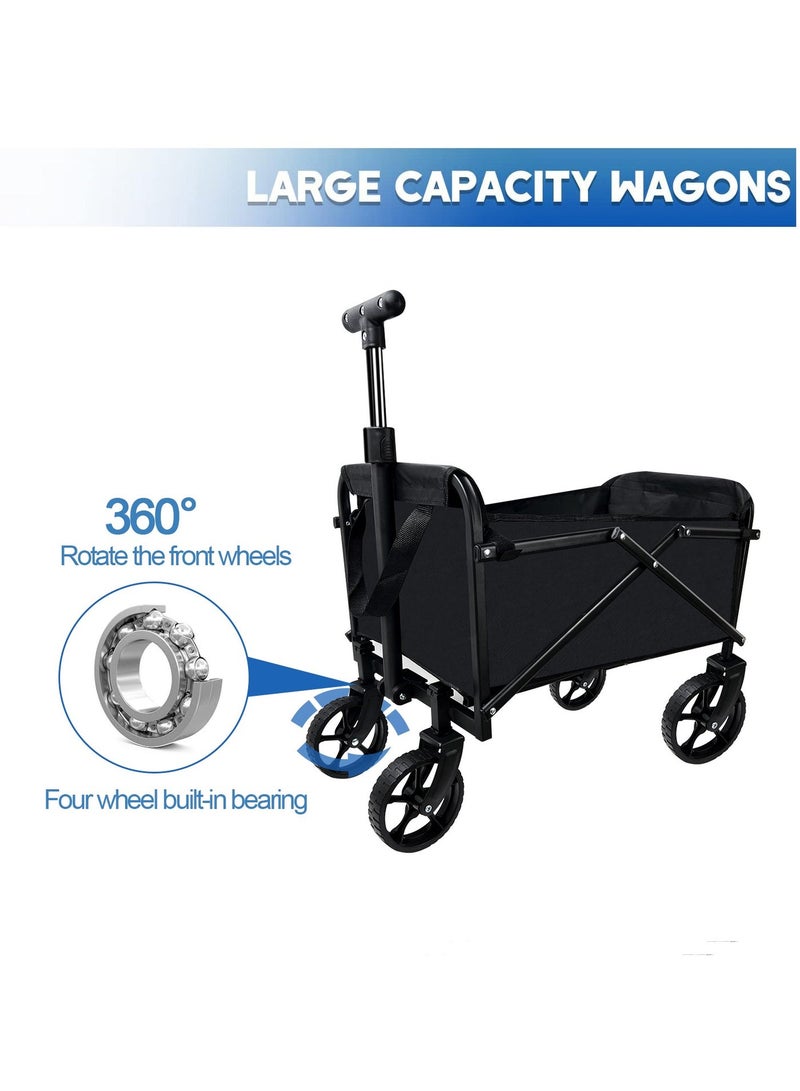 general Heavy-Duty Foldable Cart Camping Vehicle with 360° Rotating Wheels - Multi-Functional Outdoor Cart for Camping, Shopping & Beach - Durable Steel Frame & 600D Oxford Fabric - Easy Fold & Portable Design - Image 5