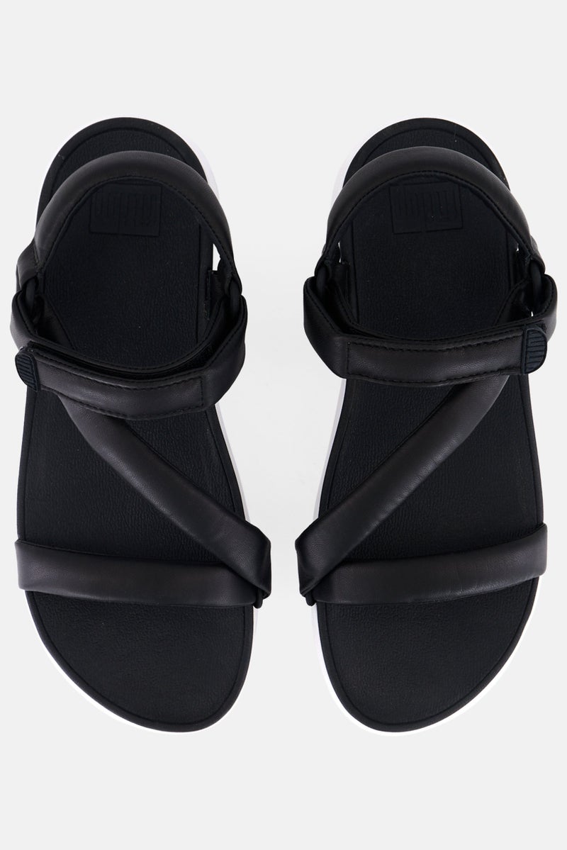 FitFlop Women Z Strap Velcro Closure Sandals, Black/White  - Image 3