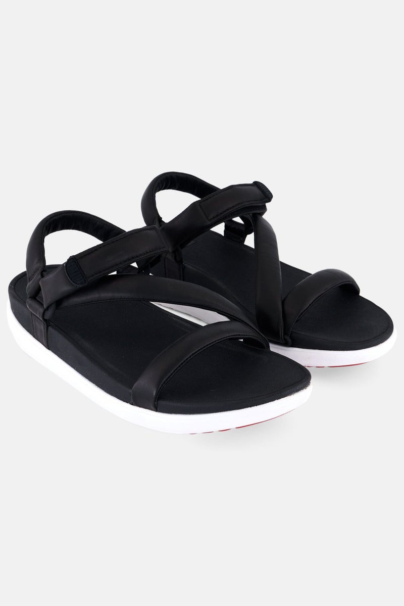 FitFlop Women Z Strap Velcro Closure Sandals, Black/White  - Image 1