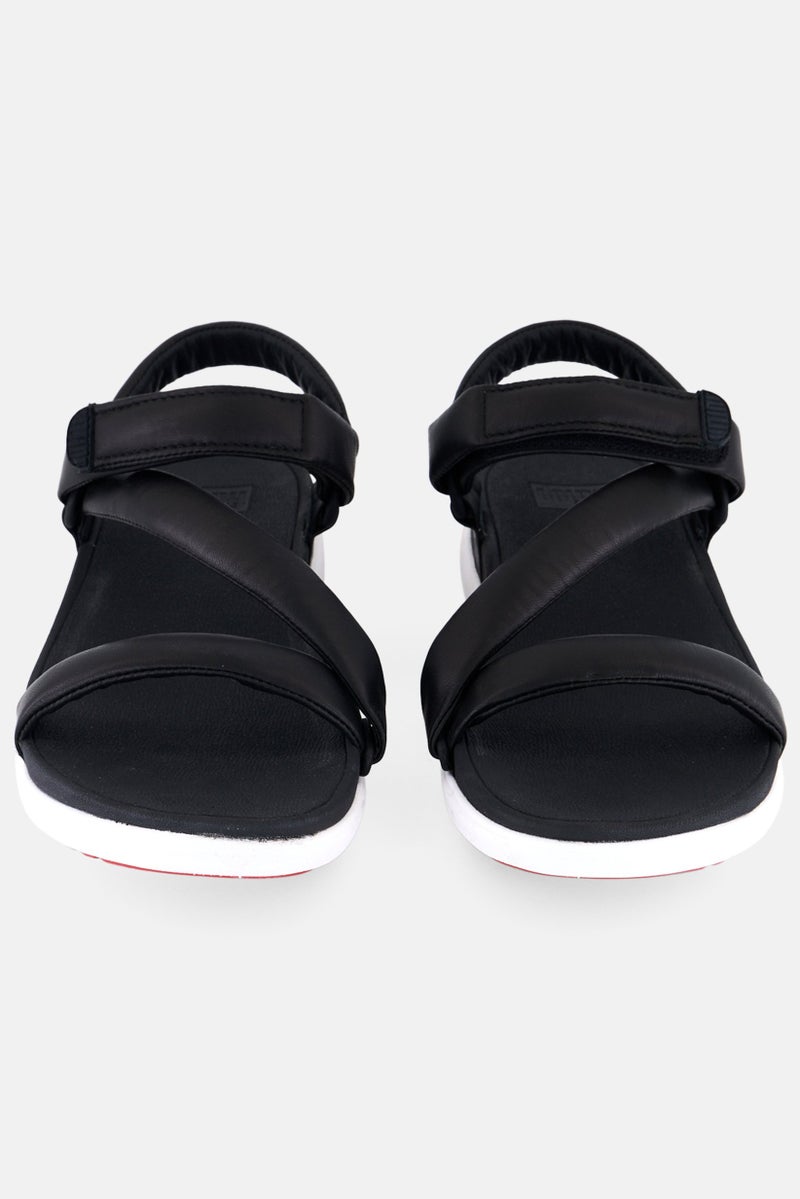 FitFlop Women Z Strap Velcro Closure Sandals, Black/White  - Image 4