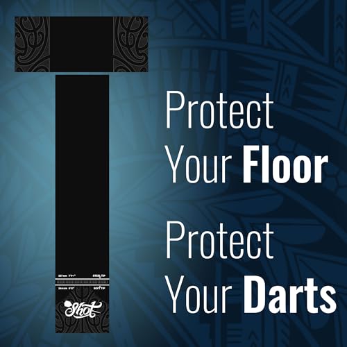 Shot! - T-Shape Rubber Darts Mat - Enhanced Floor Protection from Bounce-Outs - Heavy-Duty Rubber - Easy Set Up & Roll Up - Dart Board Floor Protector - Black - Image 4