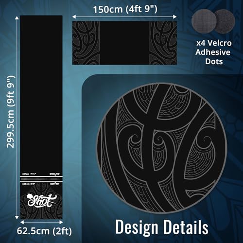 Shot! - T-Shape Rubber Darts Mat - Enhanced Floor Protection from Bounce-Outs - Heavy-Duty Rubber - Easy Set Up & Roll Up - Dart Board Floor Protector - Black - Image 5