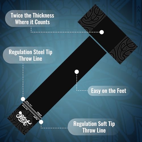 Shot! - T-Shape Rubber Darts Mat - Enhanced Floor Protection from Bounce-Outs - Heavy-Duty Rubber - Easy Set Up & Roll Up - Dart Board Floor Protector - Black - Image 3
