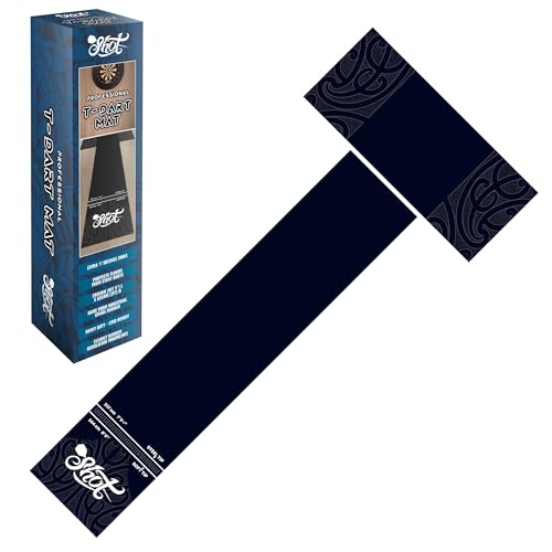 Shot! - T-Shape Rubber Darts Mat - Enhanced Floor Protection from Bounce-Outs - Heavy-Duty Rubber - Easy Set Up & Roll Up - Dart Board Floor Protector - Black - Image 1