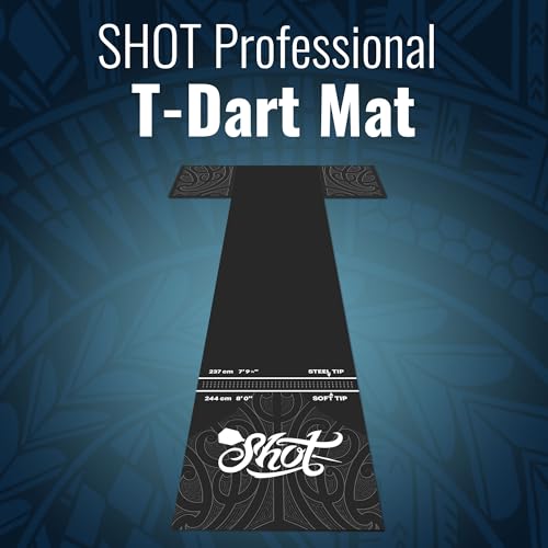 Shot! - T-Shape Rubber Darts Mat - Enhanced Floor Protection from Bounce-Outs - Heavy-Duty Rubber - Easy Set Up & Roll Up - Dart Board Floor Protector - Black - Image 2