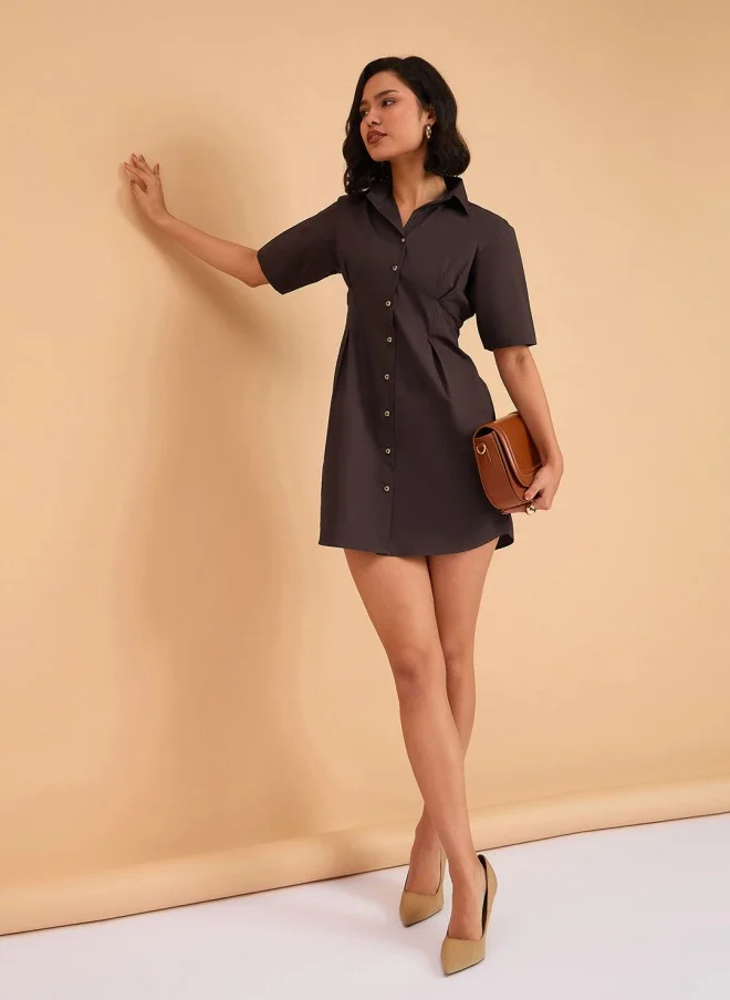 SASSAFRAS Brown Shirt Dress for Women