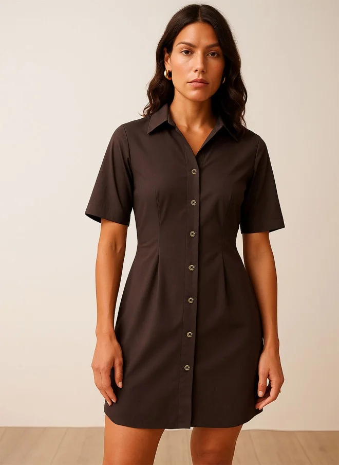 SASSAFRAS Brown Shirt Dress for Women
