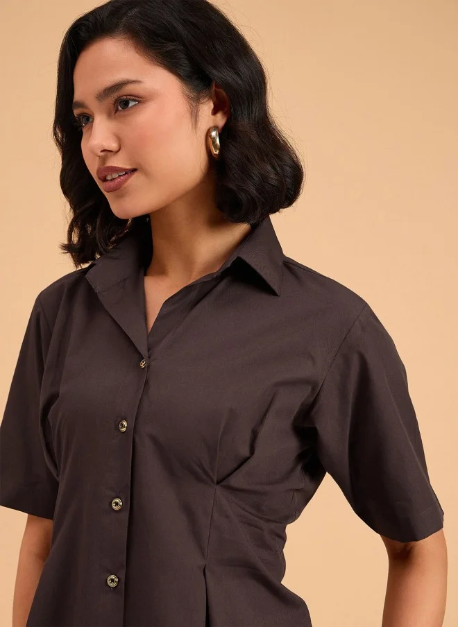 SASSAFRAS Brown Shirt Dress for Women