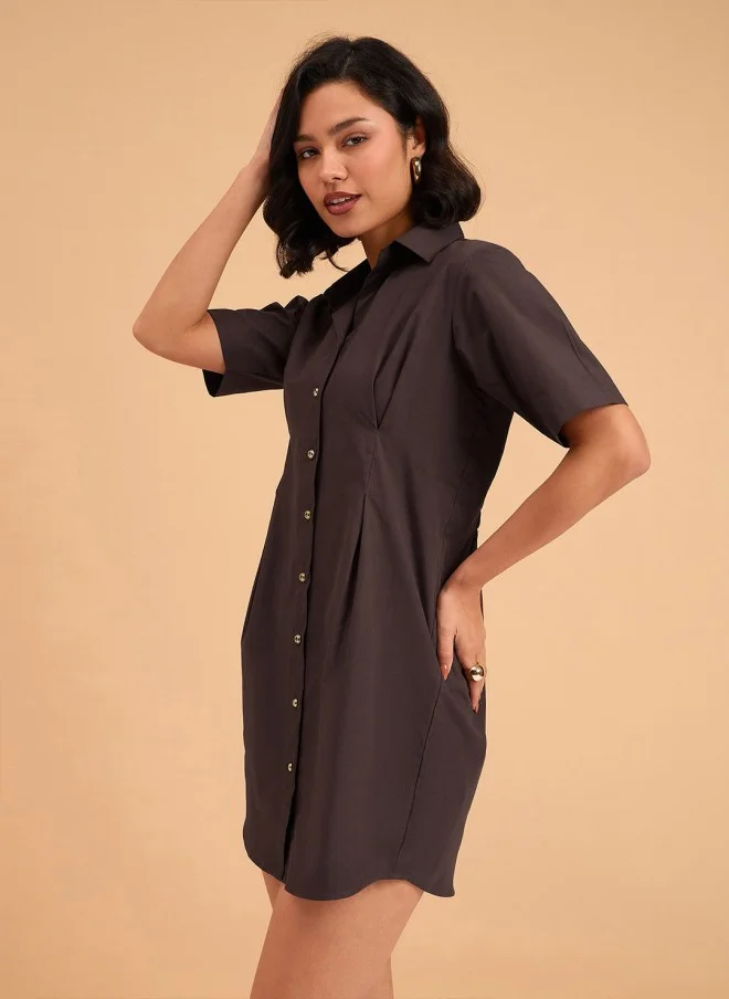 SASSAFRAS Brown Shirt Dress for Women