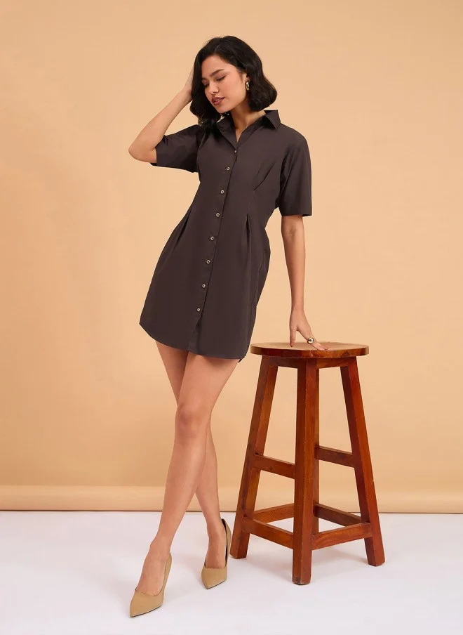 SASSAFRAS Brown Shirt Dress for Women