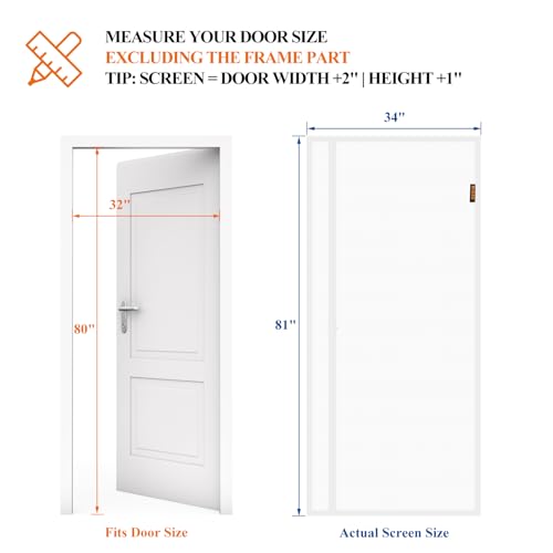 MAGZO Magnetic Screen Door White, Fits 32'' x 80'' Door, Reversible Left Right Side Opening, Scratch-Proof Polyester, Pet&Kids Friendly, Easy Install with Hook&Loop, Keep Annoying Creatures Out - Image 2