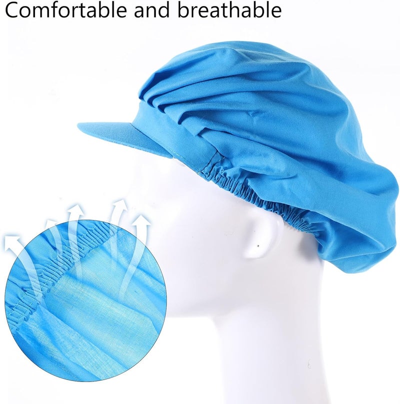 Unisex Chef Hat Food Service Hair Net Cooking Kitchen Work Cap Breathable Mesh Protective Hair Cover for Restaurant and Home Use Blue - Image 3