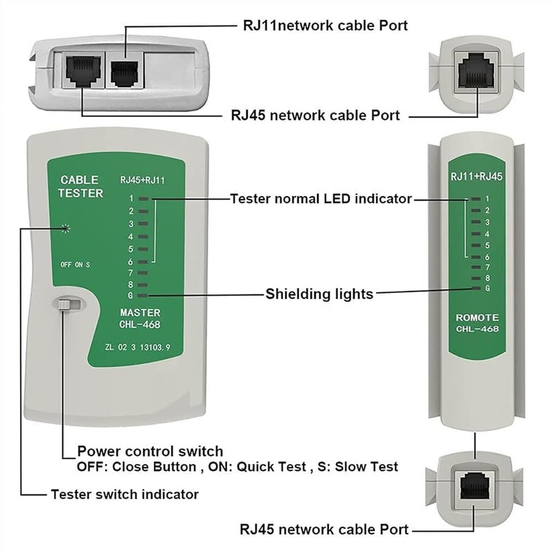 Cp Tech Network Cable Tester, RJ45 And RJ11 Lan Tester, LED Indicators RJ12 CAT5 CAT 6 UTP Ethernet. (Tester) - Image 2