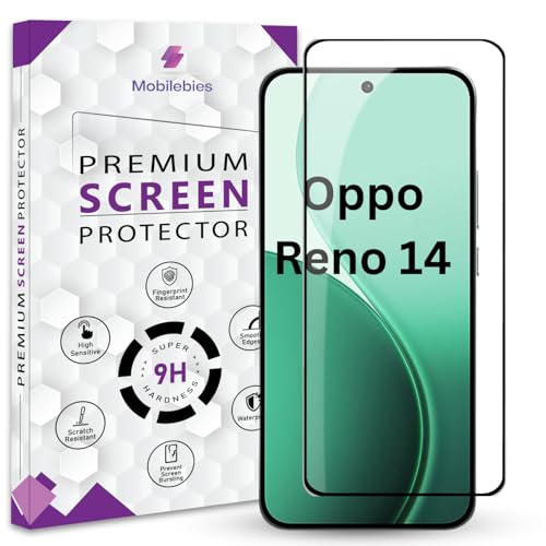 Mobilebies® Premium Tempered Glass Screen Protector Guard For Oppo Reno 14 5G (6.59 Inch, Pack of 1) | Edge to Edge Coverage With Easy to installation kit - Image 1