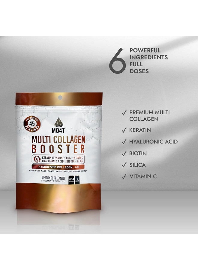 MOMOF4TRANSFORM MOMOF4TRANSFORM Multi Collagen Booster Powder - Extra Strength Collagen Supplement with Added Keratin, Biotin, Hyaluronic Acid, Vitamin C & Silica - Extra Nutrients for Hair, Nails,& Skin -1 Pound  - Image 3