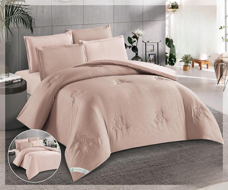 This 6-piece microfiber double bed set adds warm softness and luxurious details to your bedroom