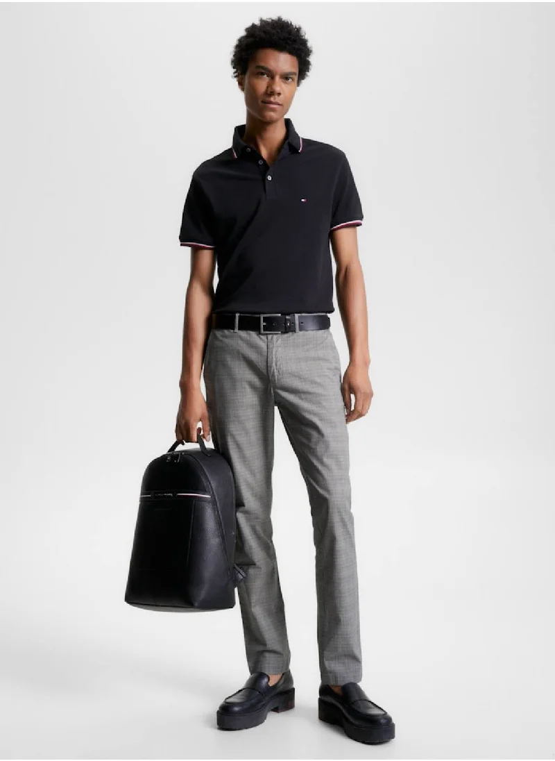 TOMMY HILFIGER Men's 1985 Collection Tipped Slim Fit Polo -  Stretch organic cotton pique, Black