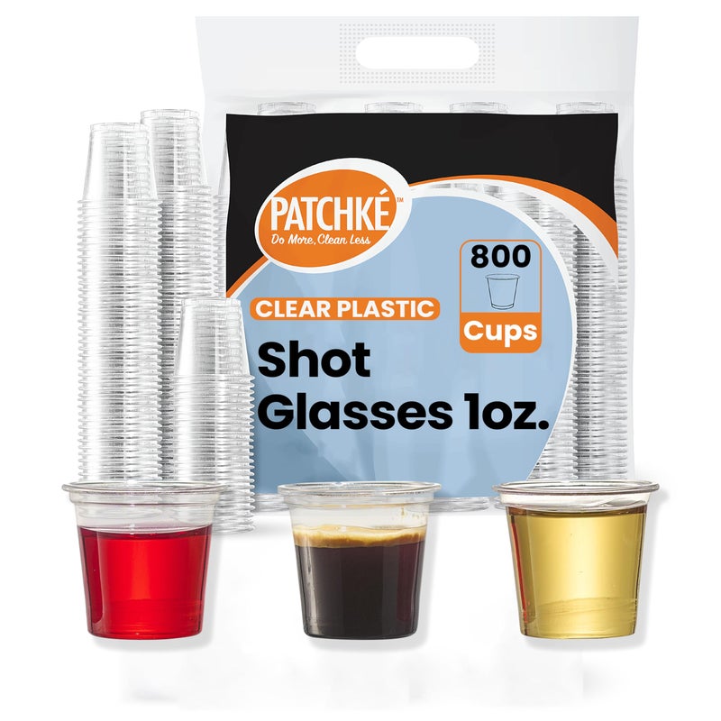 PATCHKE PATCHKE Clear Plastic Shot Glasses 1OZ  800 Bulk Pack  Disposable Small Sample Cups For Parties and Events 1 Ounce Mini Cups