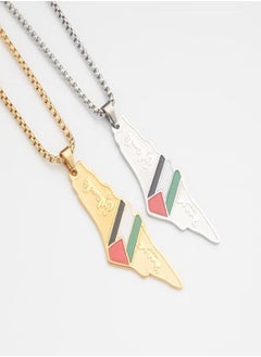 Realfrog 2PCS Palestinian flags map necklace Exquisite accessories for men and women  - Image 1