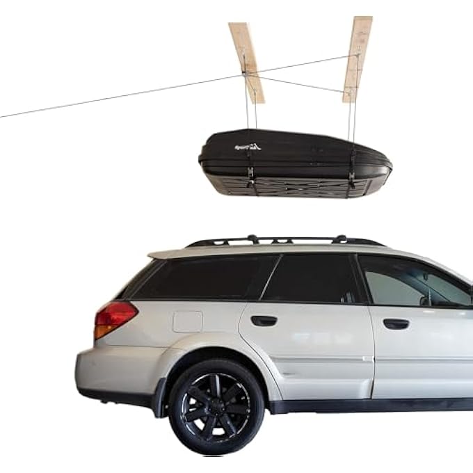rayihni Hoister Lightweight Cargo Carrier Overhead Garage Storage 4-Point Hoist System for 60lb Carriers, Kayaks, Canoes, Surf & Paddle Boards, Storage (60lb Capacity, 10ft Ceiling), Model 7801 - Image 1