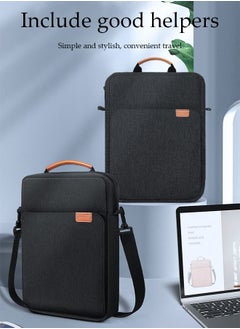 DUNISO Tablet Sleeve Bag, protective shoulder bag, Oxford cloth waterproof storage bag, can be hung on one shoulder, with handle, scratch resistant and wear resistant, can accommodate 13.3 inch tablet, black  - Image 2